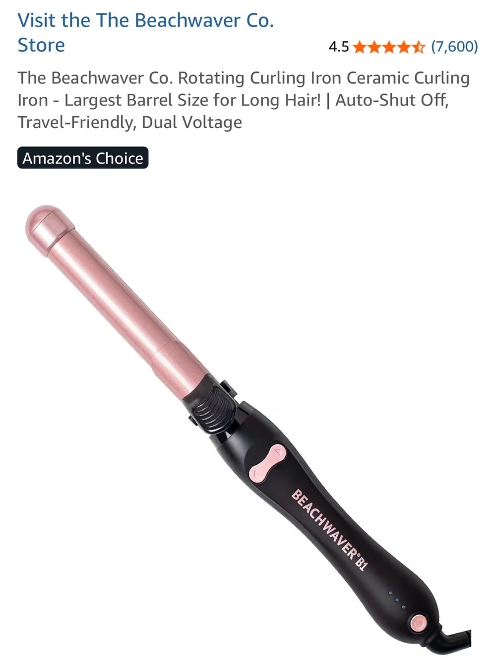The Beachwaver Co. 1” Rotating Curling Iron Ceramic Curling Iron
